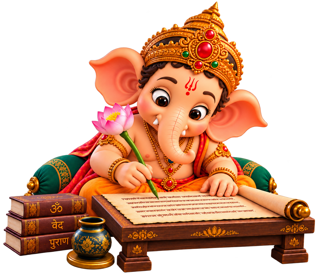Ganesha Writing with Lotus Stem